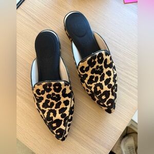 Cole Haan Black and Tan Leopard Mules